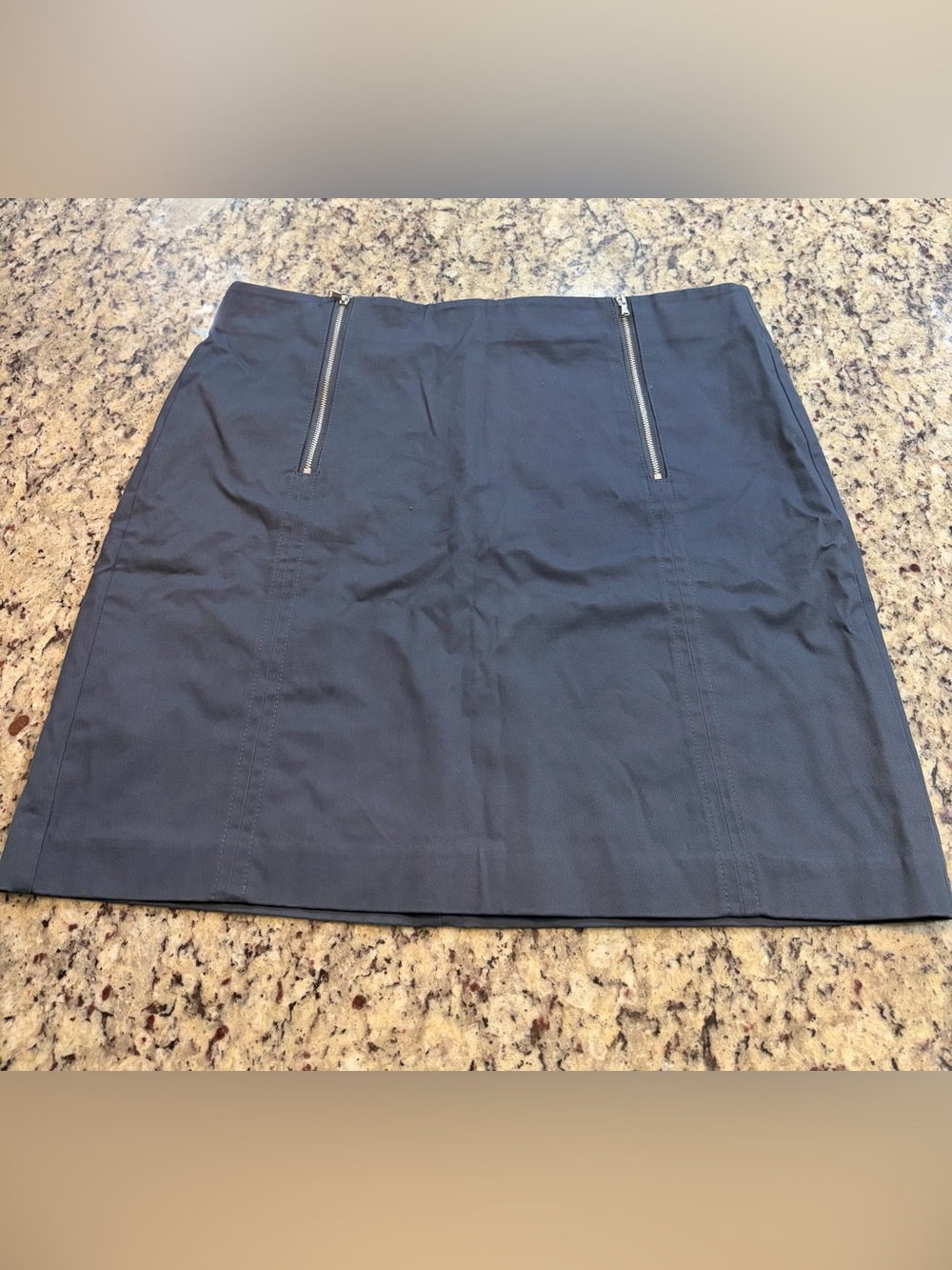 LOFT Navy Mini Skirt with Dual Front Zippers